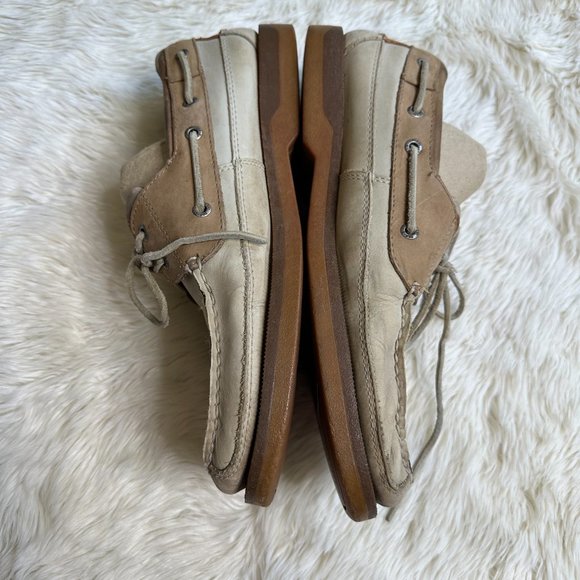 Sperry White/Tan Leather Boat Shoes Men's 12M - Picture 3 of 8